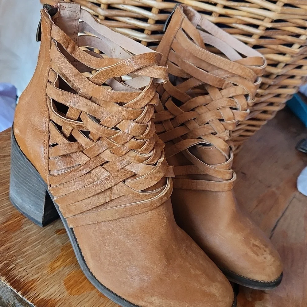 Free People Woven Leather Boots 41 US 10 - Picture 2 of 16